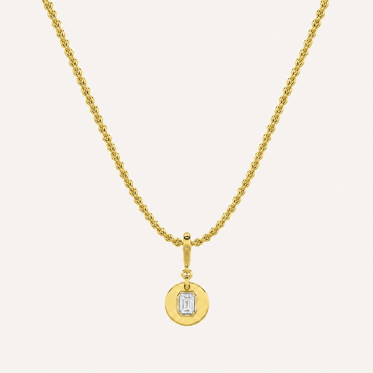 1 Ct Emerald Lab Grown Diamond Dog Tag Pendant Necklace