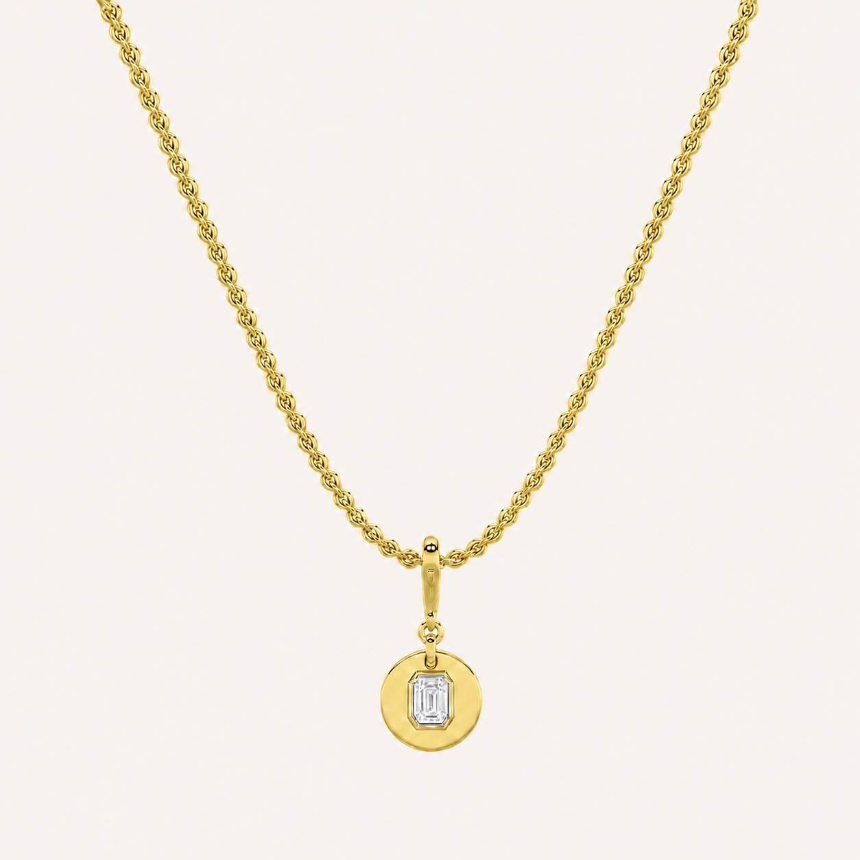 1 Ct Emerald Lab Grown Diamond Dog Tag Pendant Necklace