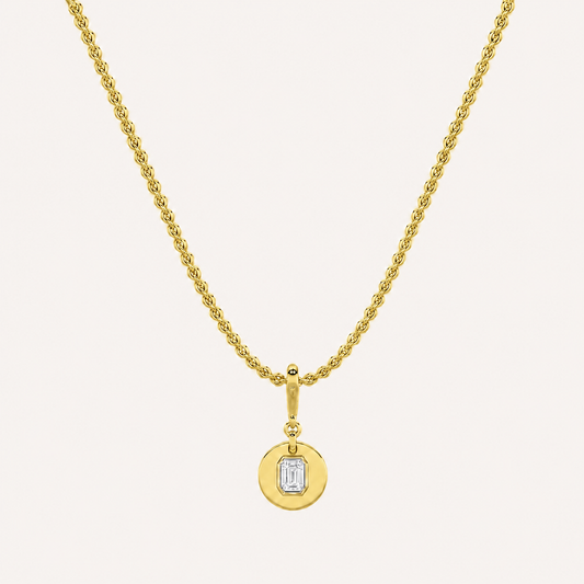 1 Ct Emerald Lab Grown Diamond Dog Tag Pendant Necklace