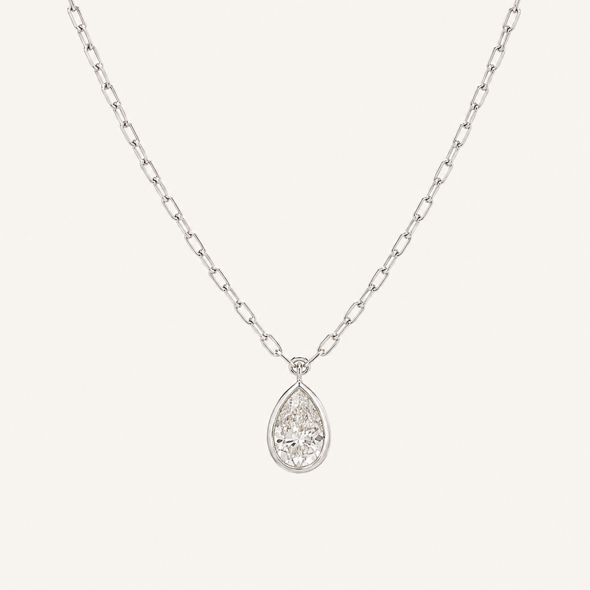 2CT Pear Cut Lab Grown Diamond Pendant Necklace