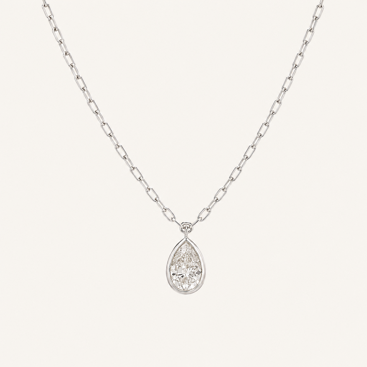 2CT Pear Cut Lab Grown Diamond Pendant Necklace