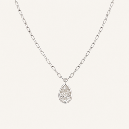 2CT Pear Cut Lab Grown Diamond Pendant Necklace