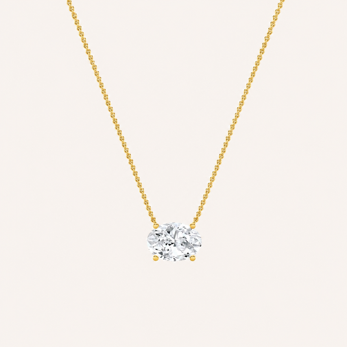 2 Ct Oval Lab Grown Diamond East West Pendant Necklace