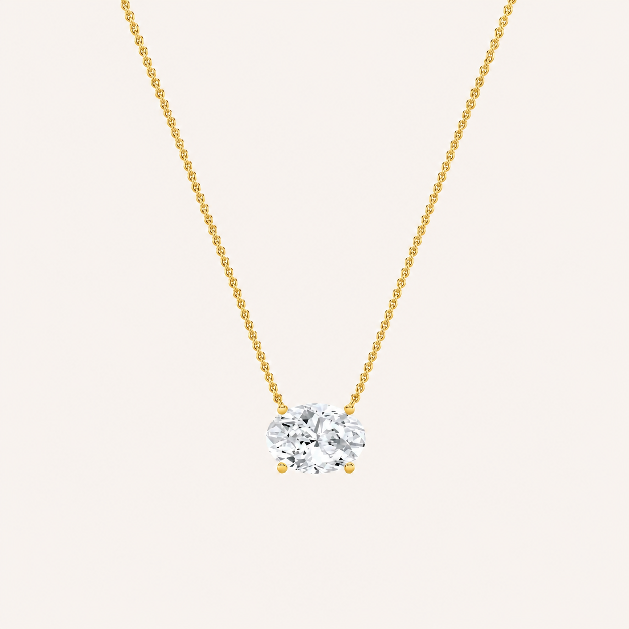 2 Ct Oval Lab Grown Diamond East West Pendant Necklace