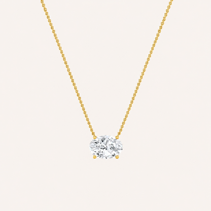 2 Ct Oval Lab Grown Diamond East West Pendant Necklace