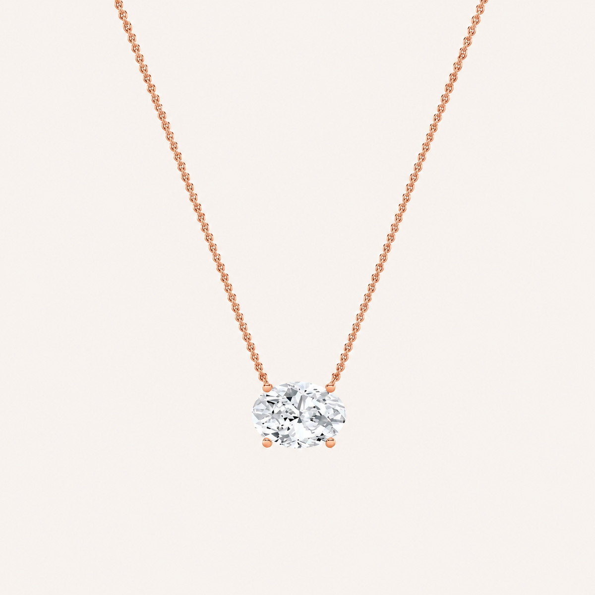 2 Ct Oval Lab Grown Diamond East West Pendant Necklace