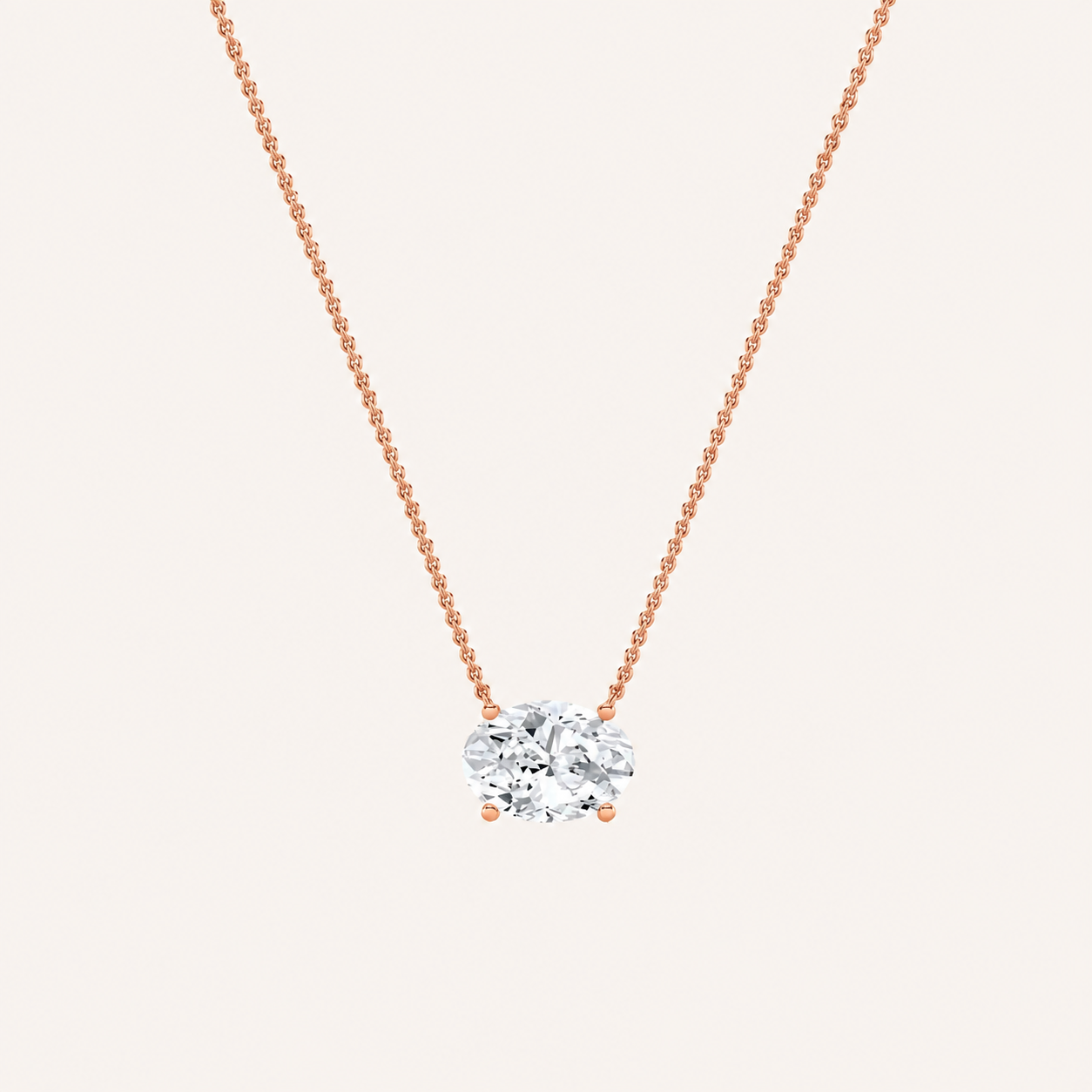 2 Ct Oval Lab Grown Diamond East West Pendant Necklace