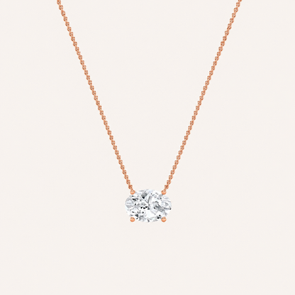 2 Ct Oval Lab Grown Diamond East West Pendant Necklace