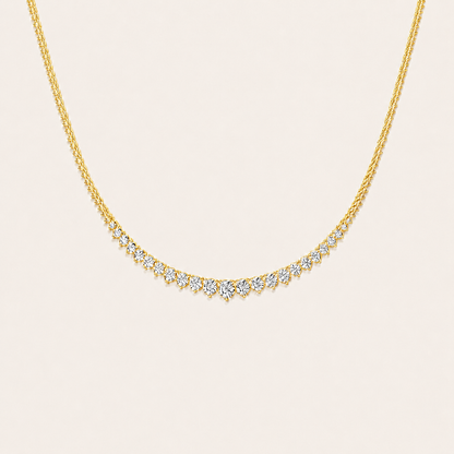 10Ct Round Cut Lab Grown Diamond Three Prong Graduating Tennis Necklace