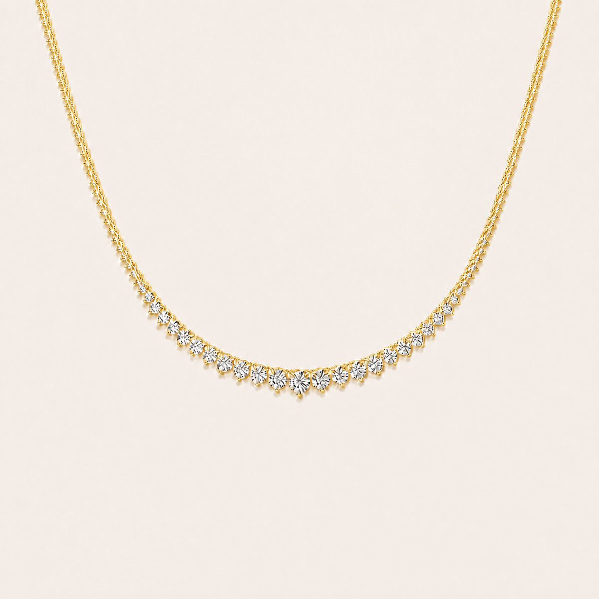 15CT Round Cut Lab Grown Diamond Tennis Necklace