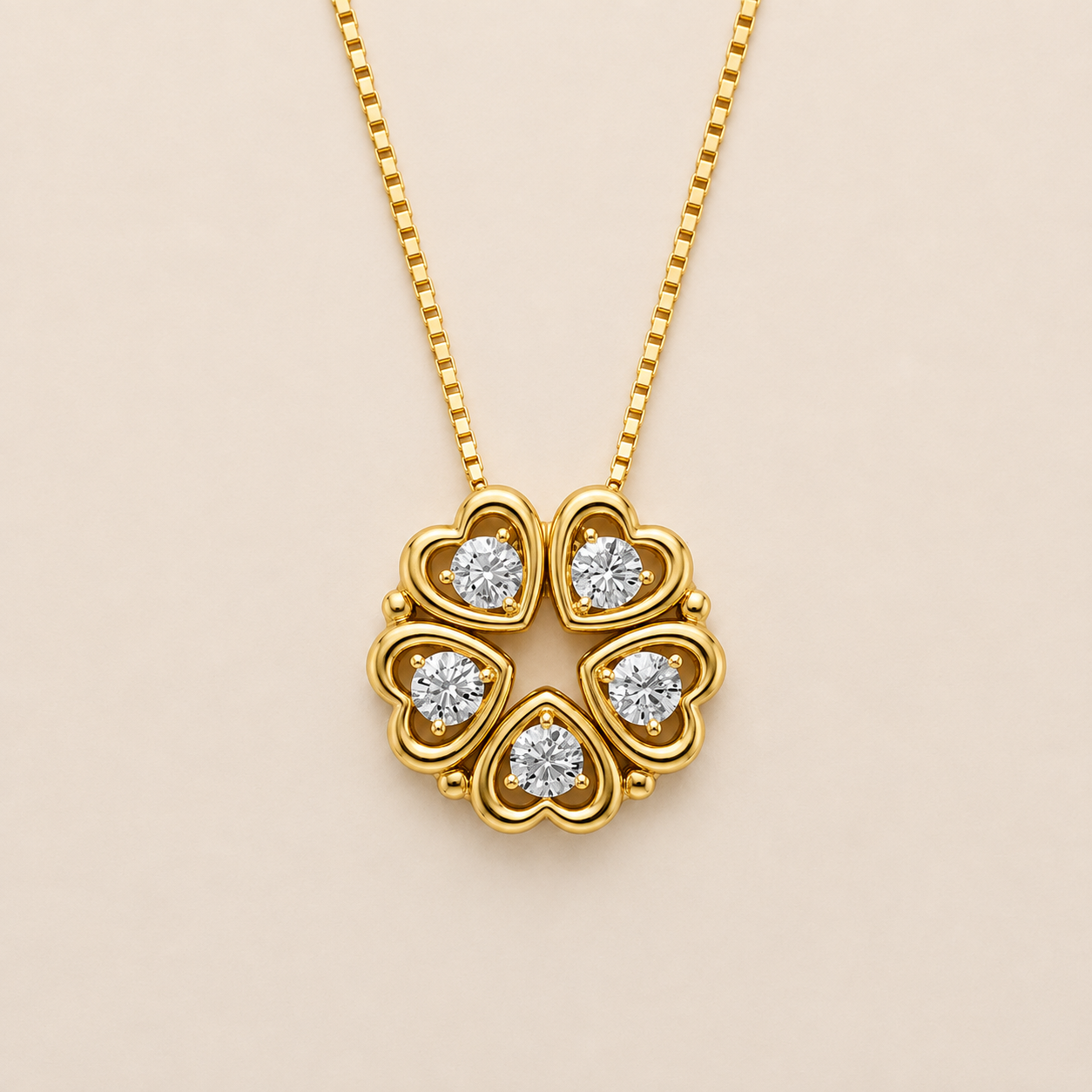1 Ct Round Lab Grown Diamond Heart Pendant Necklace