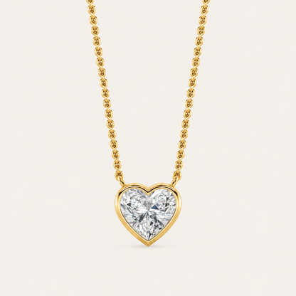 1CT Heart Cut Lab Grown Diamond Pendant Necklace