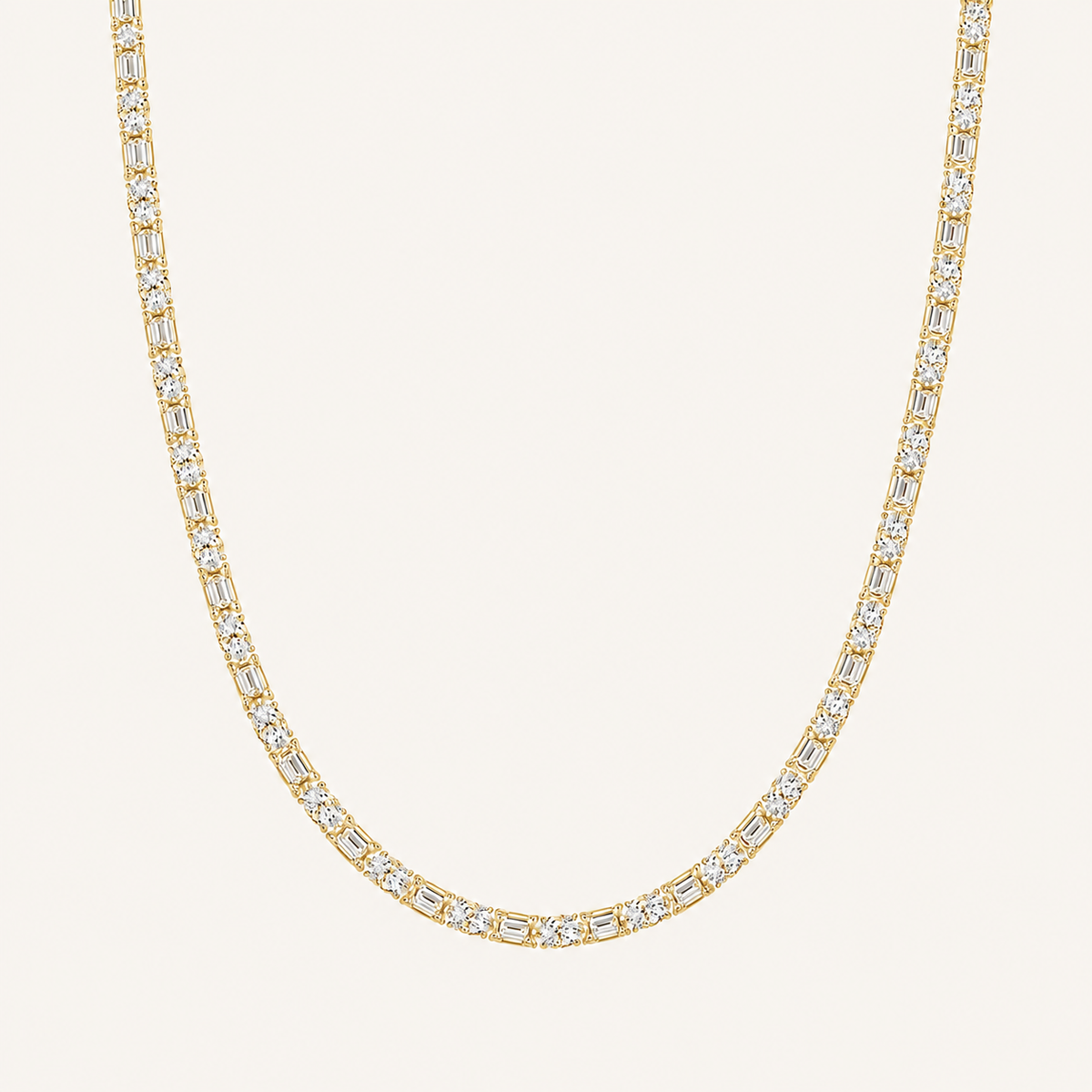 25CT Round Cut Lab Grown Diamond Tennis Necklace