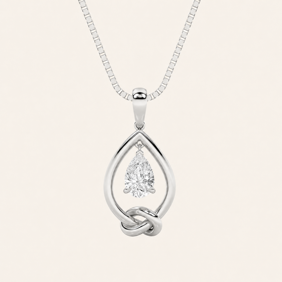 1CT Pear Cut Lab Grown Diamond Pendant Necklace