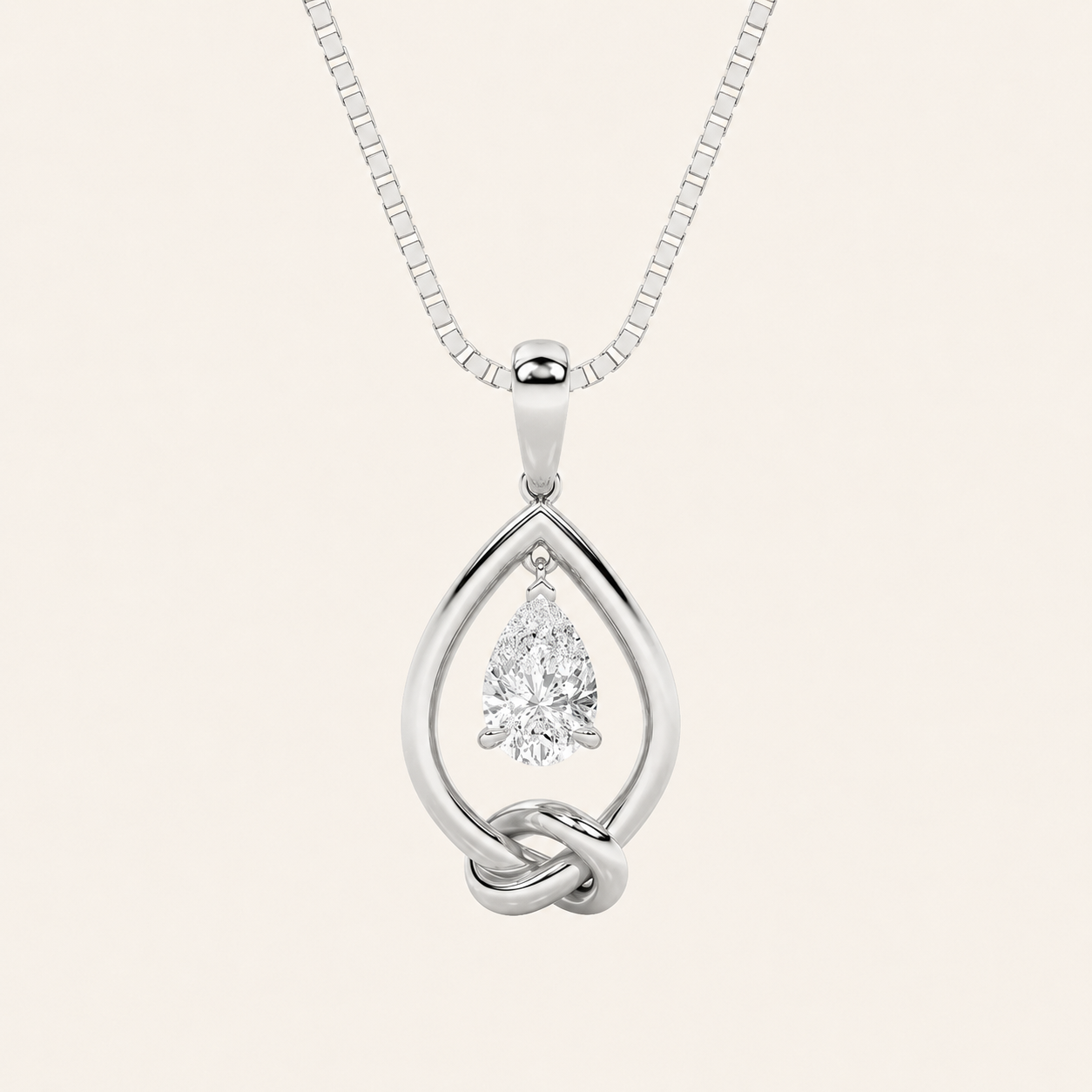 1CT Pear Cut Lab Grown Diamond Pendant Necklace