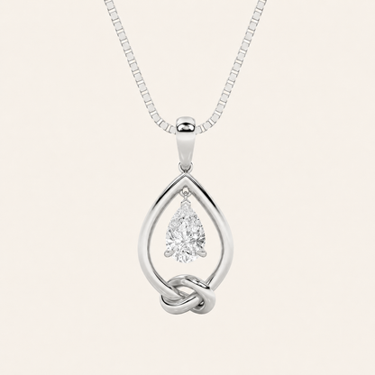 1CT Pear Cut Lab Grown Diamond Pendant Necklace