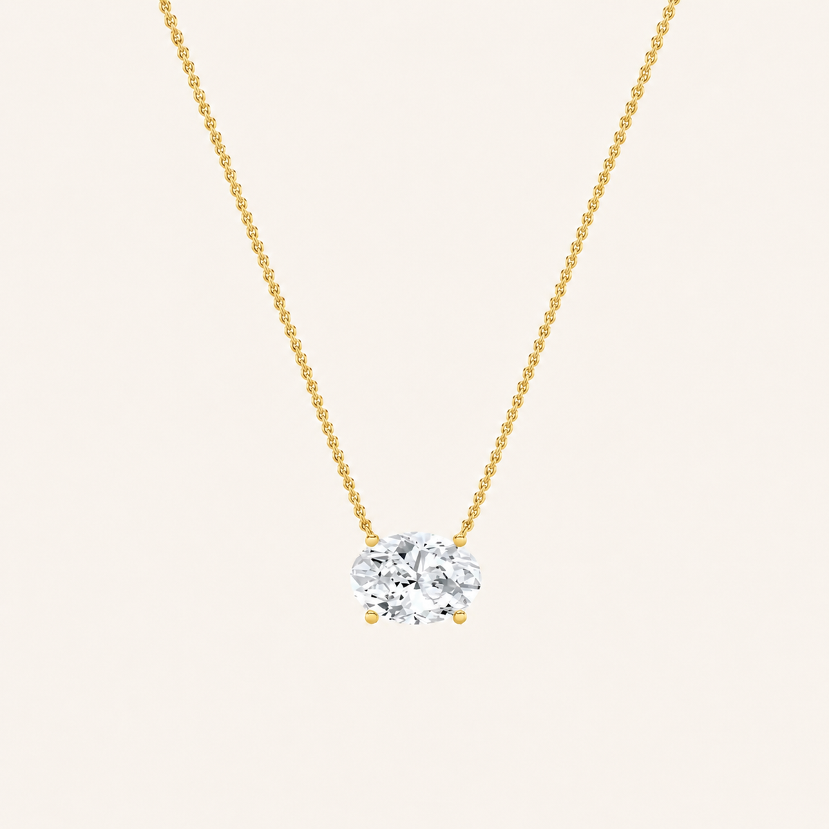 1 Ct Oval Lab Grown Diamond East West Pendant Necklace