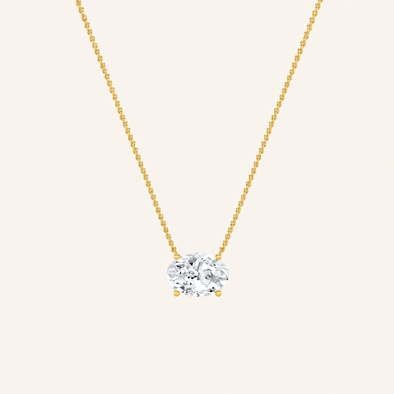 1 Ct Oval Lab Grown Diamond East West Pendant Necklace