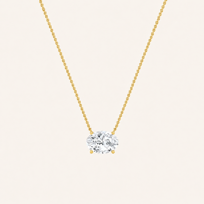 1 Ct Oval Lab Grown Diamond East West Pendant Necklace