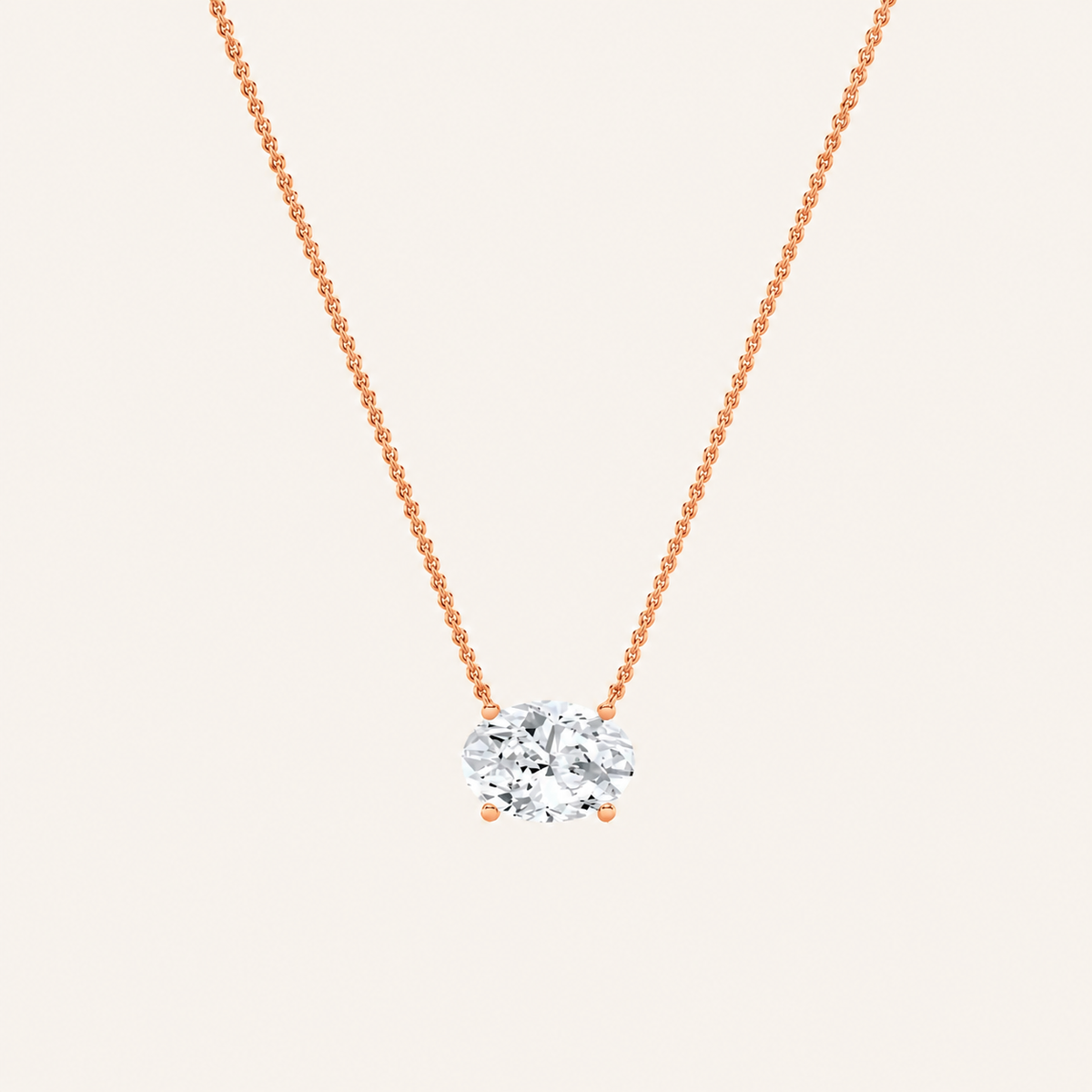 1 Ct Oval Lab Grown Diamond East West Pendant Necklace