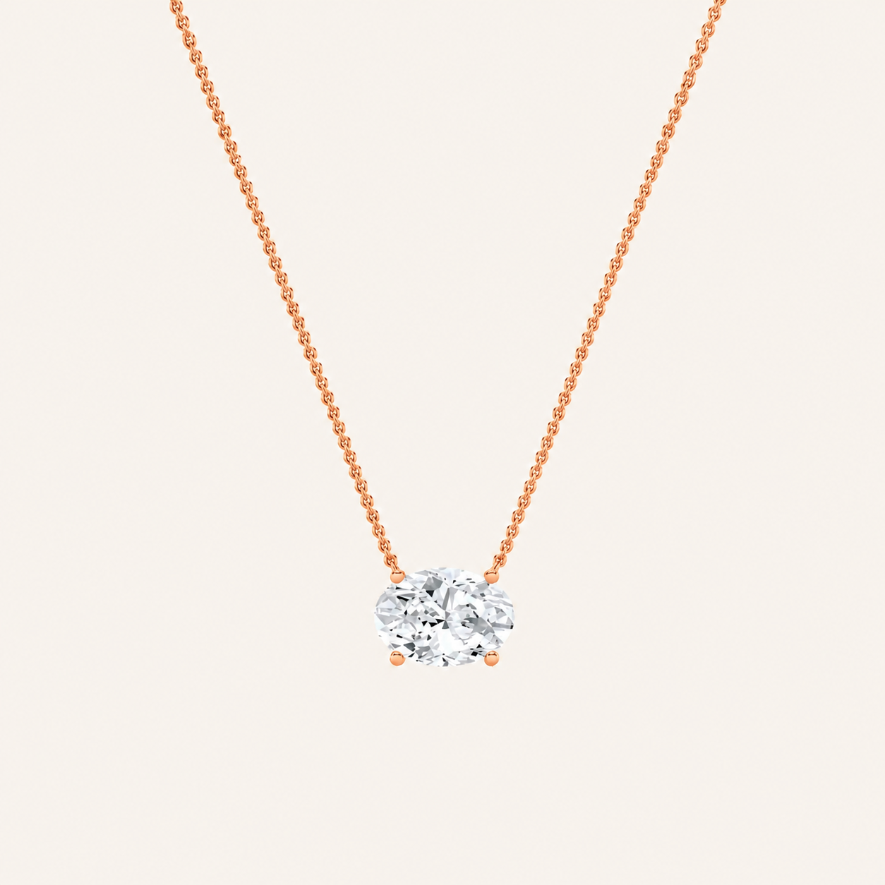 1 Ct Oval Lab Grown Diamond East West Pendant Necklace