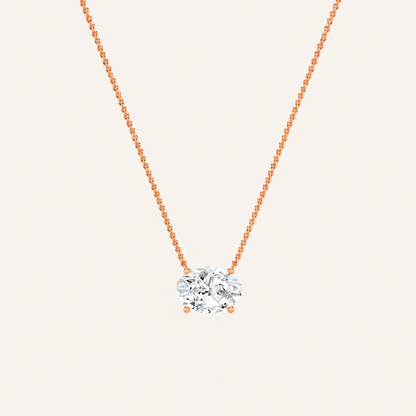 1 Ct Oval Lab Grown Diamond East West Pendant Necklace