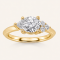 1 CT Pear Cut Lab Grown Diamond East West Side Stone Ring
