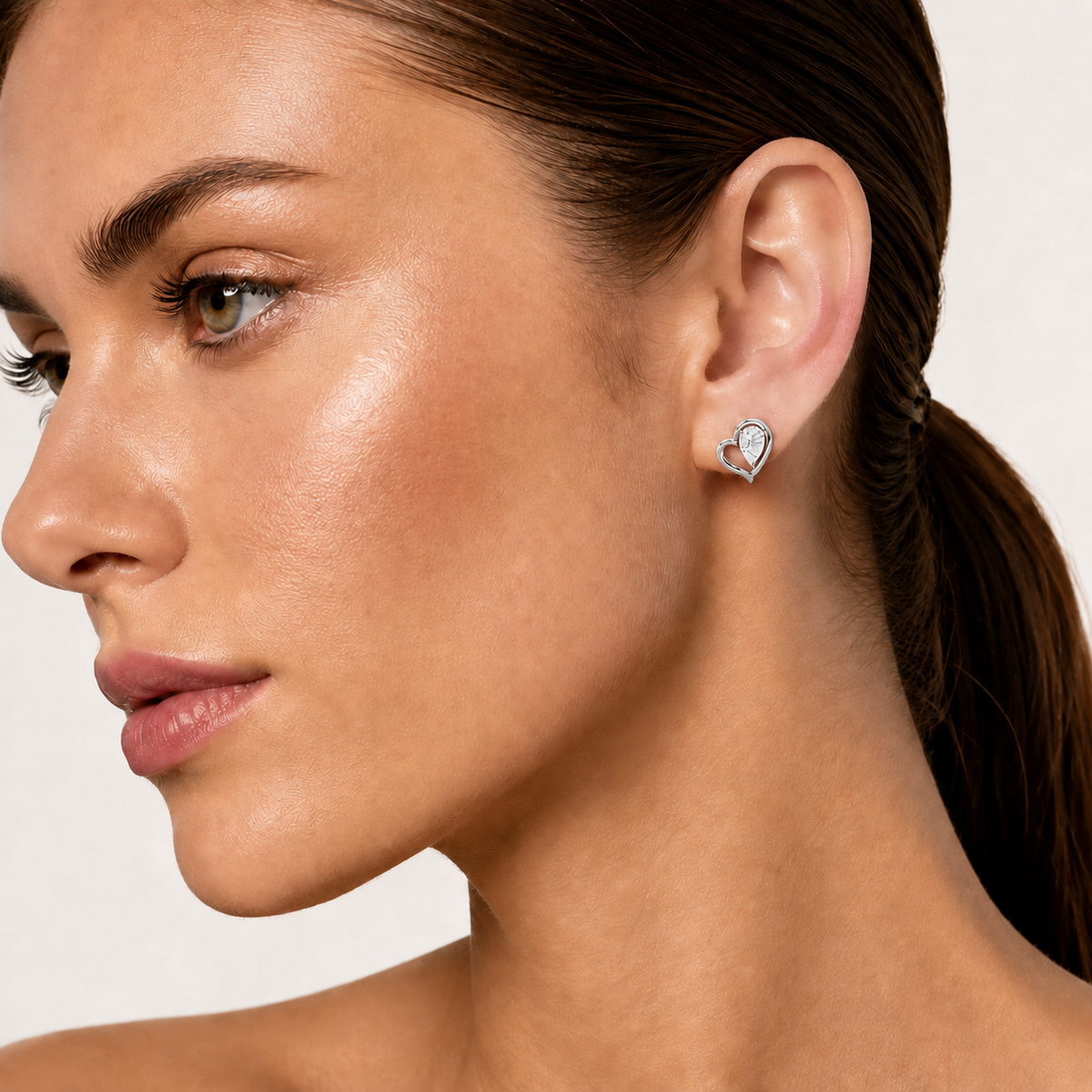 0.5CT Pear Cut Lab Grown Diamond Heart Shaped Earrings