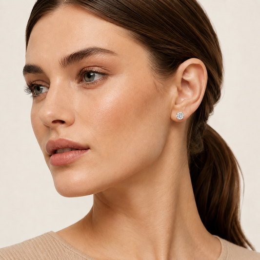 0.25CT Round Cut Lab Grown Diamond Stud Earrings