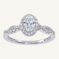0.52 CT Oval Cut Lab Grown Diamond Promise Halo Ring