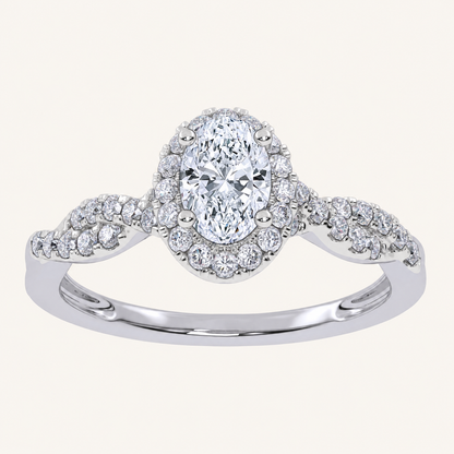 0.52 CT Oval Cut Lab Grown Diamond Promise Halo Ring