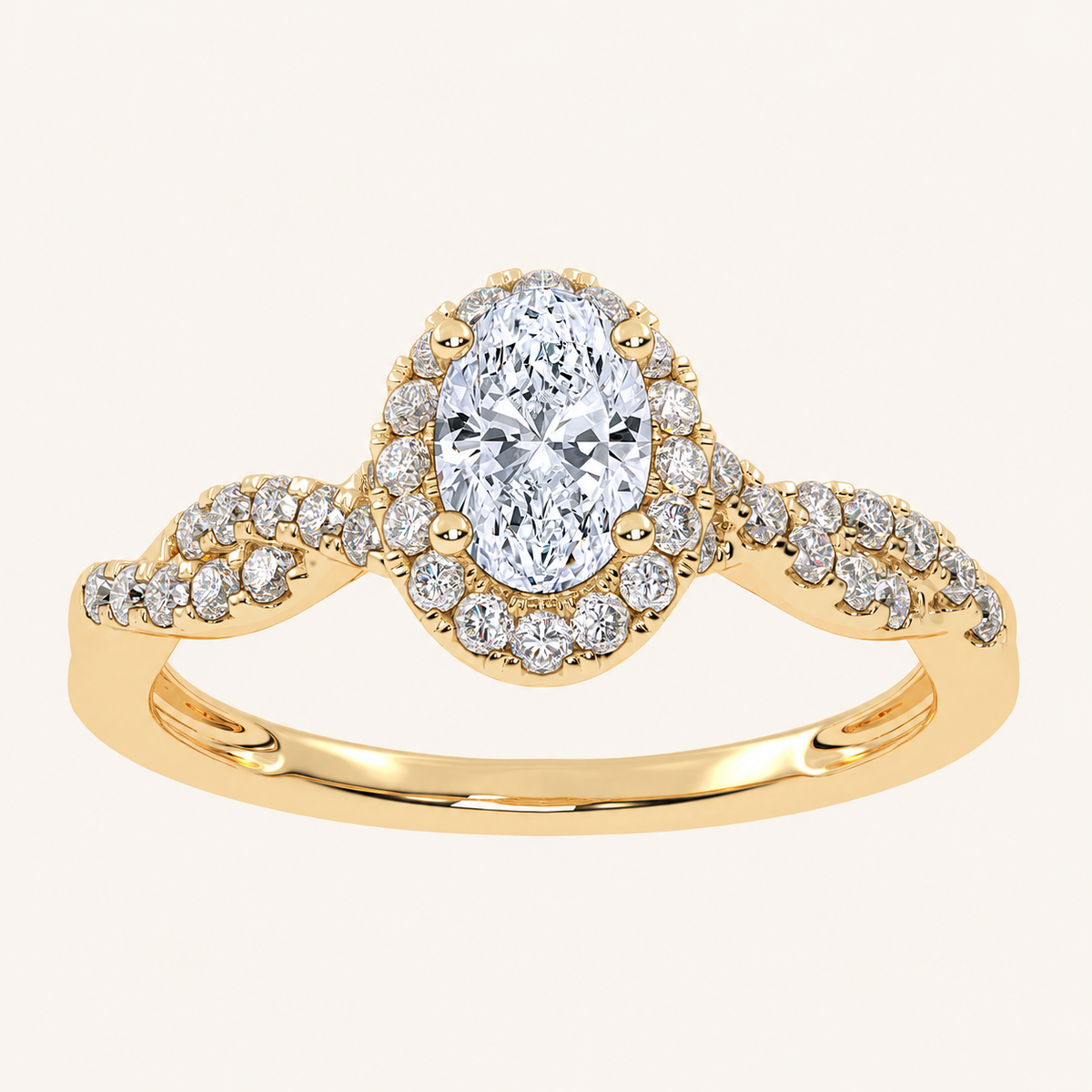 0.52 CT Oval Cut Lab Grown Diamond Promise Halo Ring