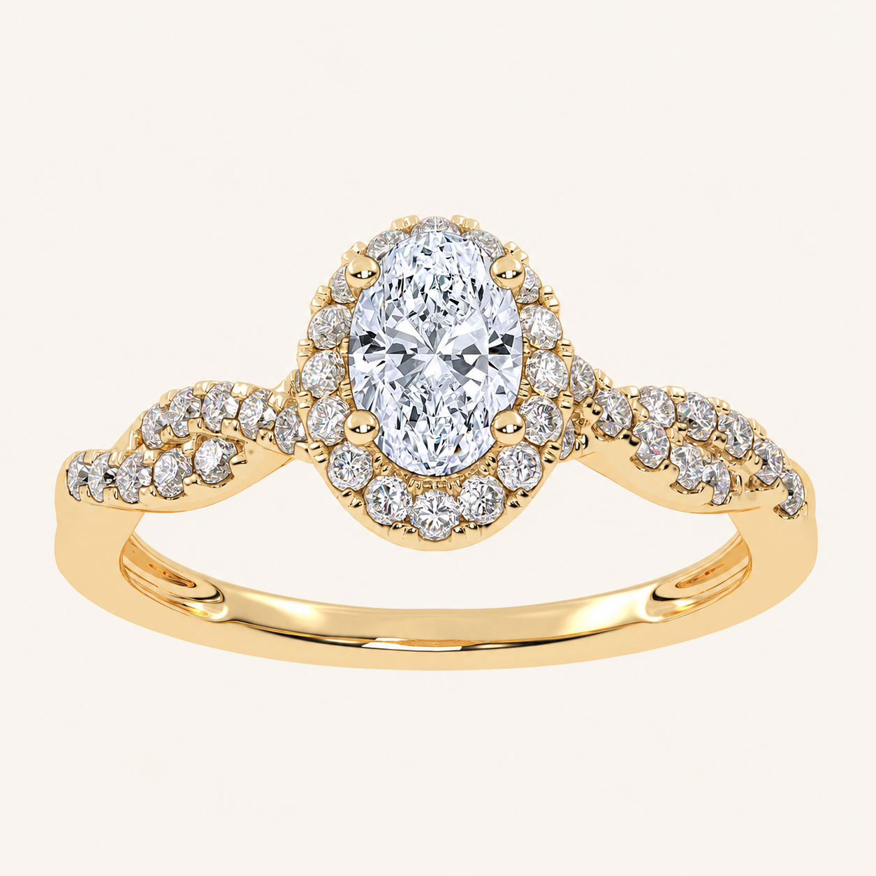 0.52 CT Oval Cut Lab Grown Diamond Promise Halo Ring