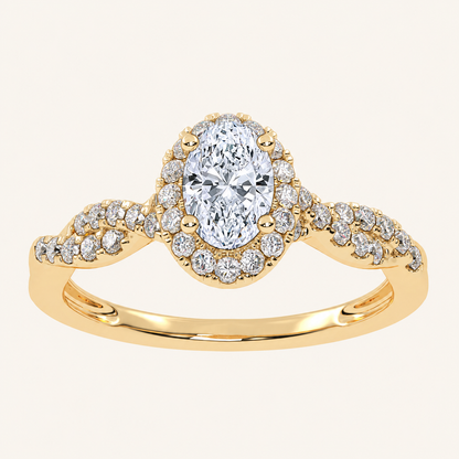 0.52 CT Oval Cut Lab Grown Diamond Promise Halo Ring