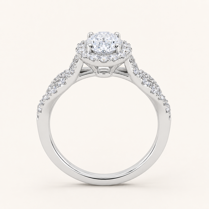 0.52 CT Oval Cut Lab Grown Diamond Promise Halo Ring