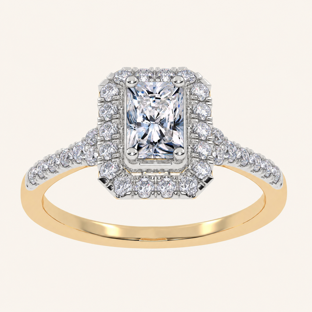 0.50 CT Radiant Lab Grown Diamond Promise Halo Ring