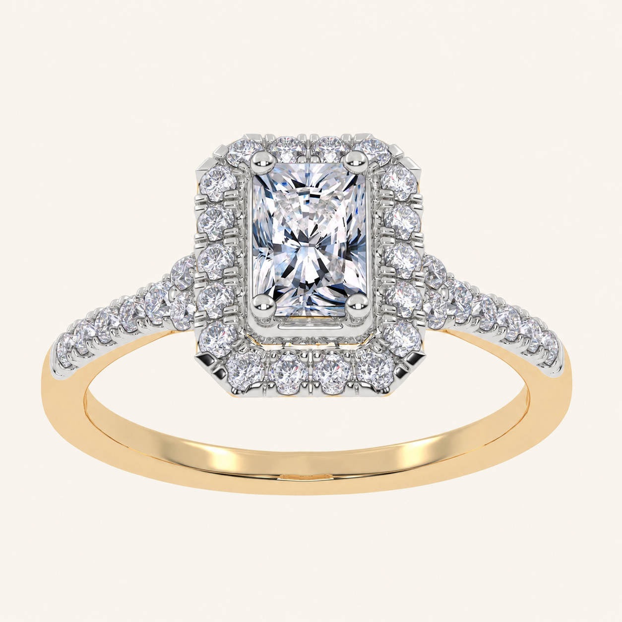 0.50 CT Radiant Lab Grown Diamond Promise Halo Ring