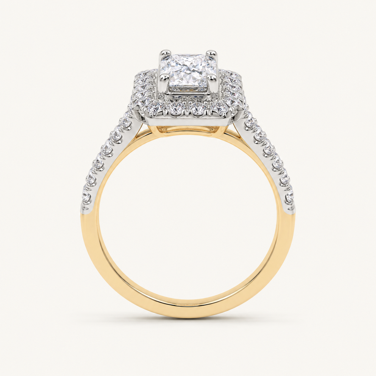 0.50 CT Radiant Lab Grown Diamond Promise Halo Ring