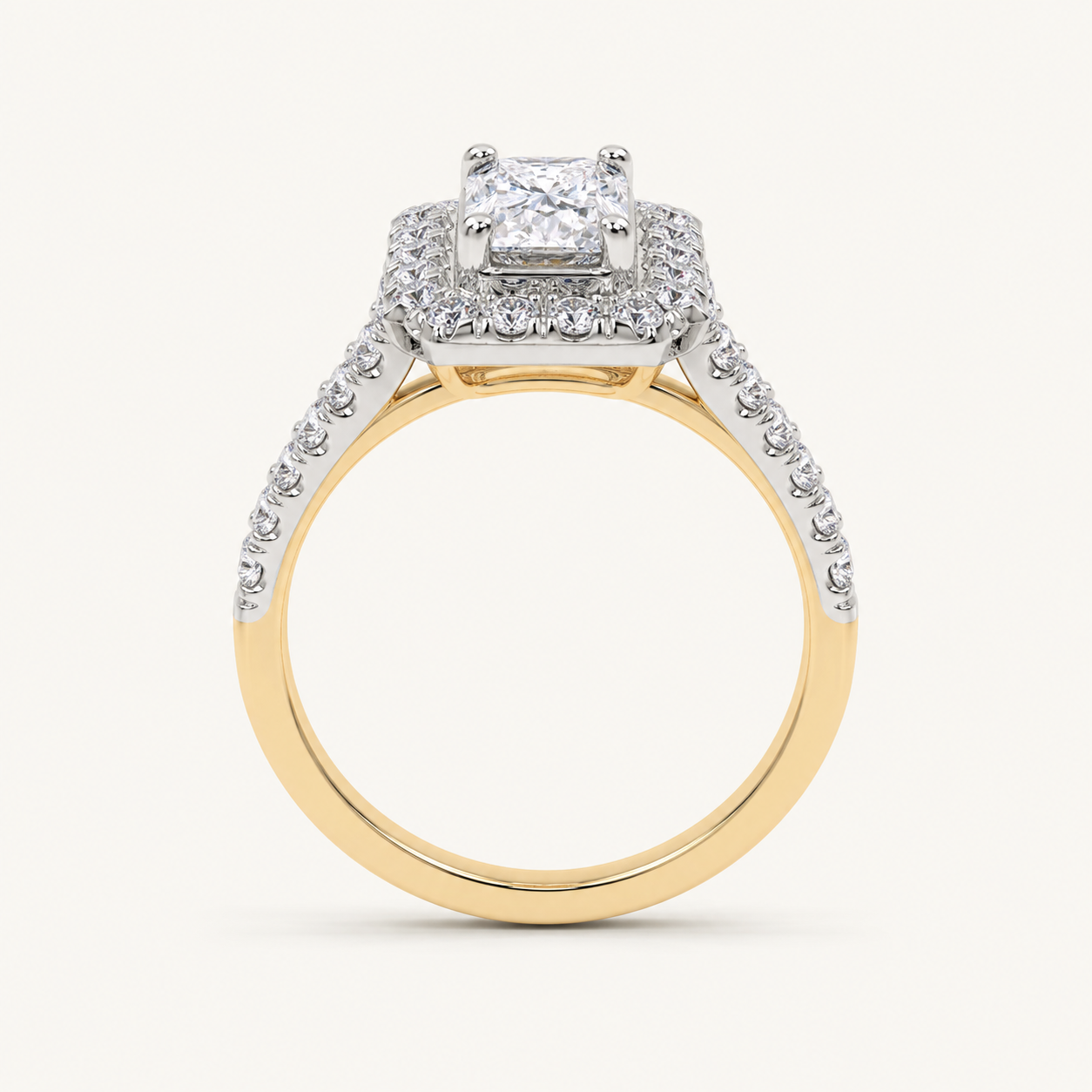 0.50 CT Radiant Lab Grown Diamond Promise Halo Ring