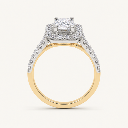 0.50 CT Radiant Lab Grown Diamond Promise Halo Ring