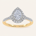 0.50 CT Pear Cut Lab Grown Diamond Promise Halo Ring