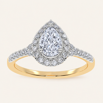 0.50 CT Pear Cut Lab Grown Diamond Promise Halo Ring