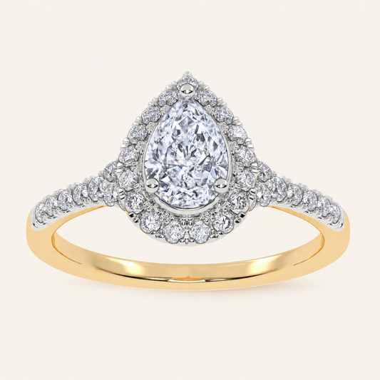 0.50 CT Pear Cut Lab Grown Diamond Promise Halo Ring