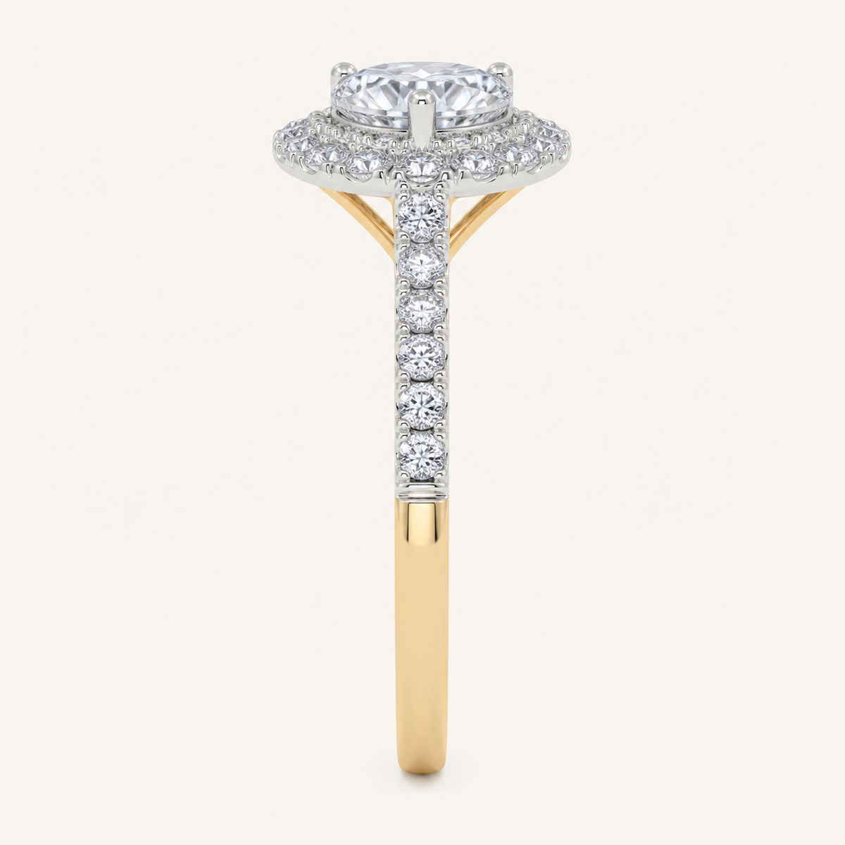 0.50 CT Pear Cut Lab Grown Diamond Promise Halo Ring