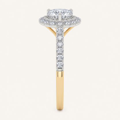 0.50 CT Pear Cut Lab Grown Diamond Promise Halo Ring