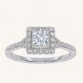 0.50 CT Princess Cut Lab Grown Diamond Promise Halo Ring