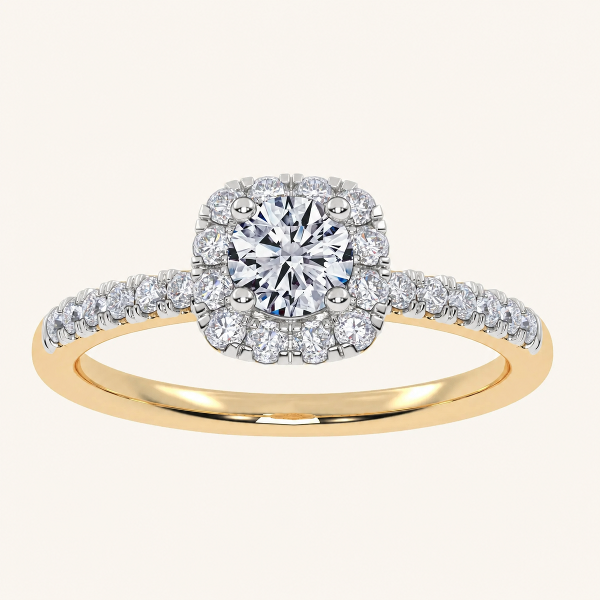 0.50 CT Round Cut Lab Grown Diamond Promise Halo Ring
