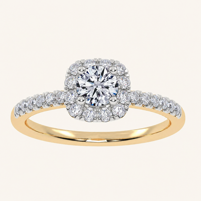 0.50 CT Round Cut Lab Grown Diamond Promise Halo Ring