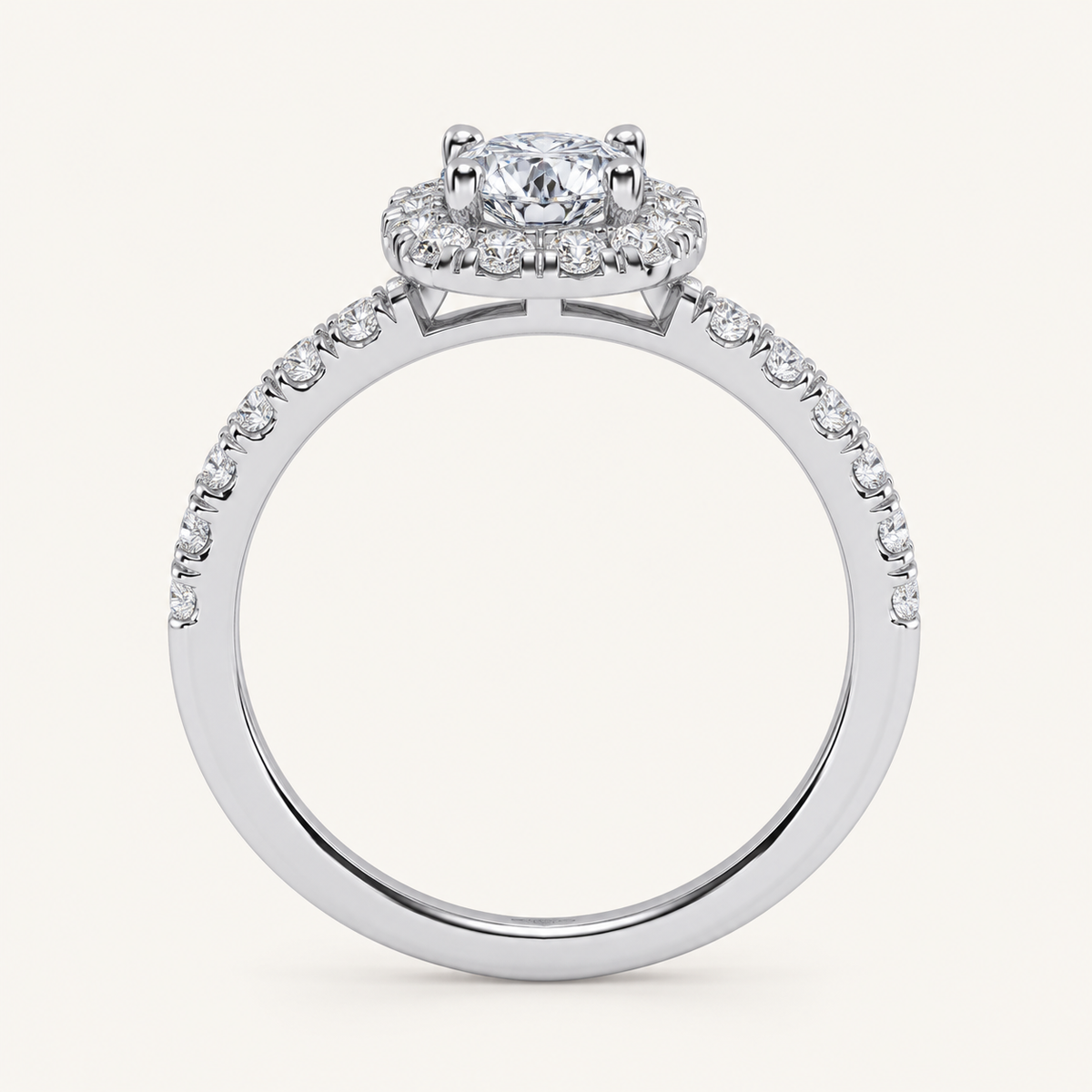 0.50 CT Round Cut Lab Grown Diamond Promise Halo Ring