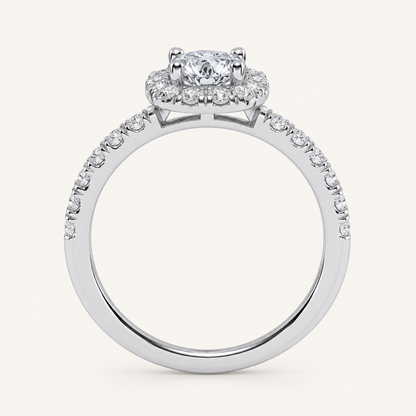 0.50 CT Round Cut Lab Grown Diamond Promise Halo Ring